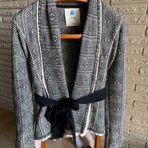 Anthro black and cream open-front sweater